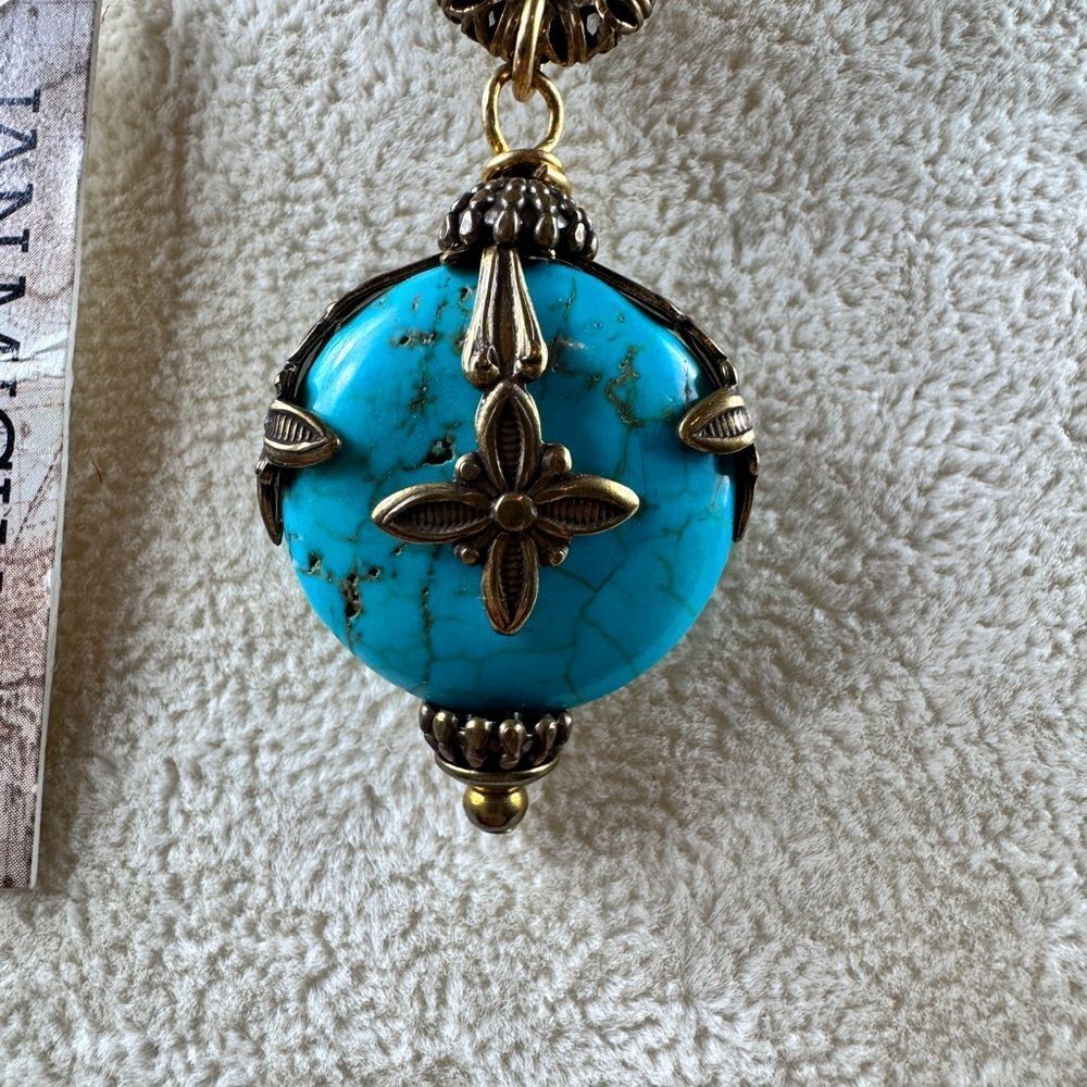 Jan Micheals Turquoise and Bronze Pendant Necklace - Picture 6 of 11